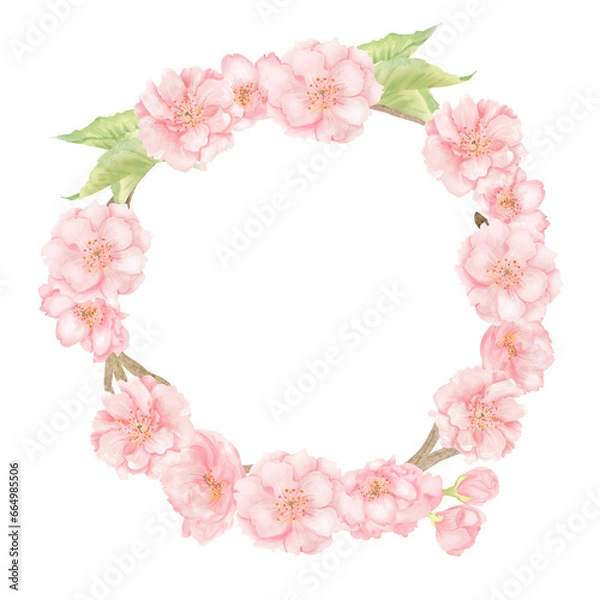 Obraz 八重桜の円フレーム