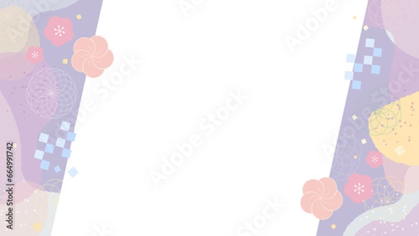 Fototapeta 年賀状にぴったりなカラフル和風のフレームベクター素材