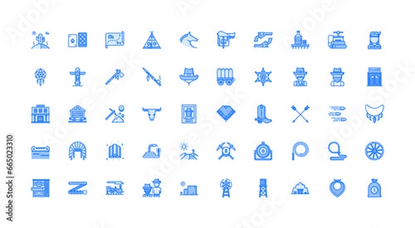 Obraz wild west icon set