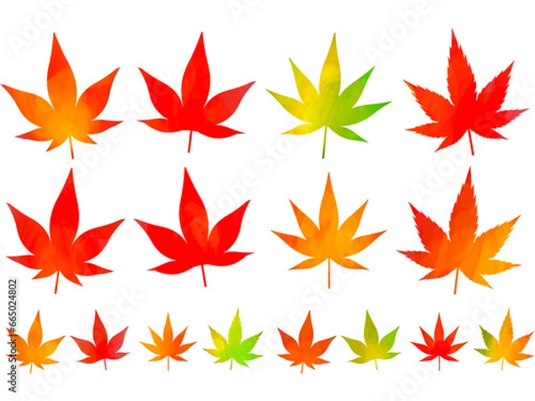 Obraz 切り抜きで使える紅葉のイラスト素材セット