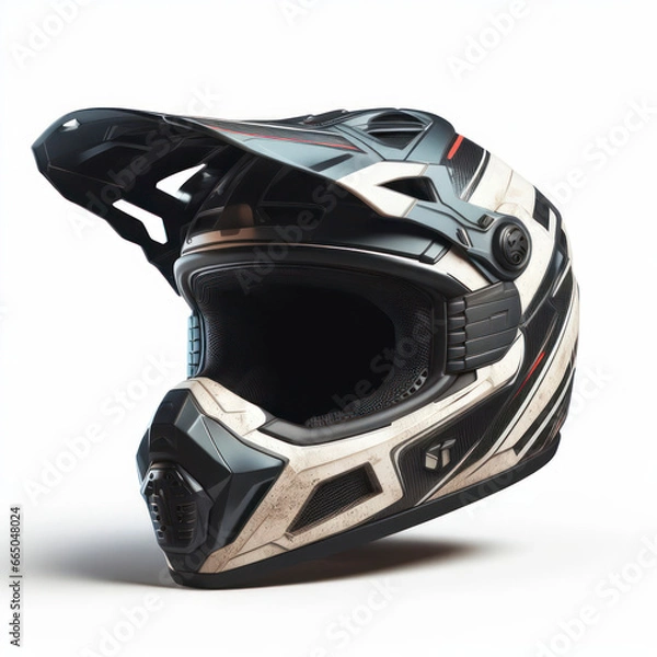 Obraz dirt bike helmet isolated on white background. ai generative