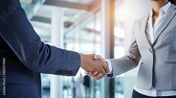 Obraz Professional Agreement. A Successful Interview Handshake.