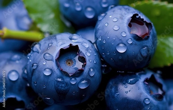 Obraz Wet Blueberry fruit.