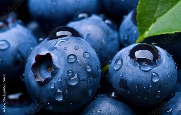 Obraz Wet Blueberry fruit.