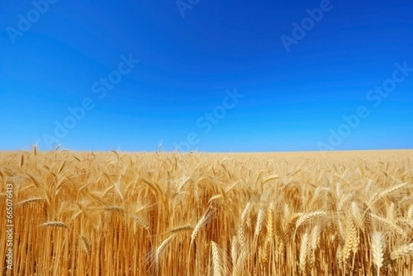 Obraz Wheat field under blue sky.