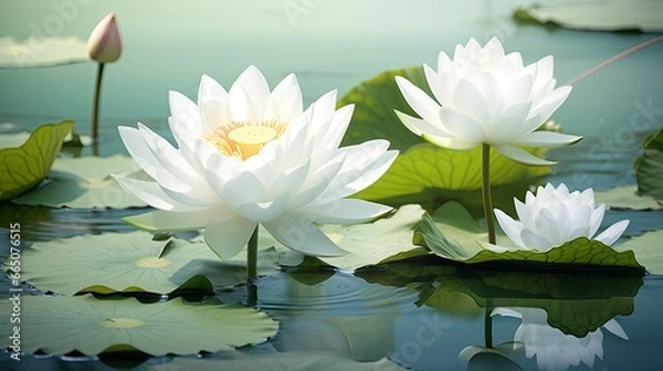 Obraz White Lotus Flower in water.