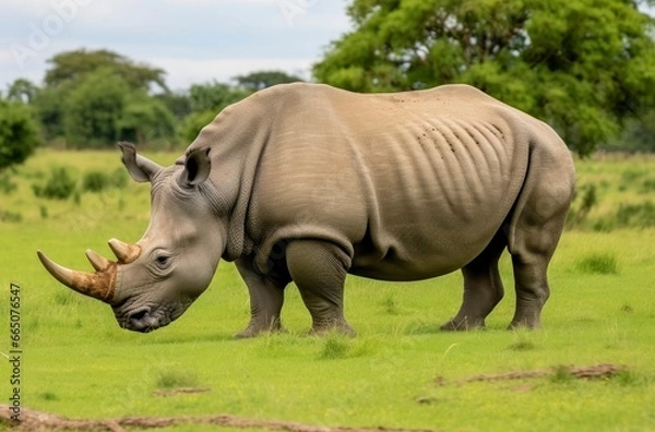 Obraz White Rhino grazing.