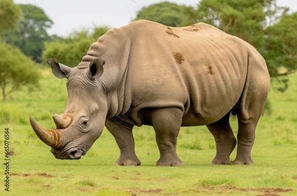 Obraz White Rhino grazing.