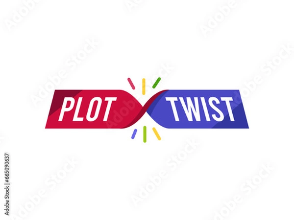 Obraz A twisted ribbon with text plot twist. Isolated Vector Illustration