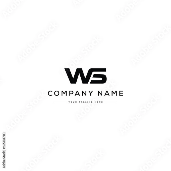 Fototapeta Monogram Letter WS Logo Design. Black and White Logo. Usable for Business Logos. Flat Vector Logo Design Template