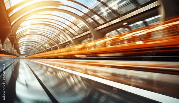 Obraz Motion blurred car light tracks in the tunnel