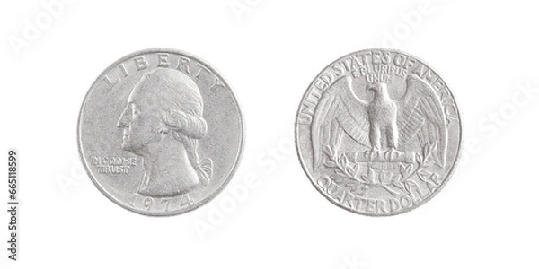 Obraz Quarter dollar coin isolated