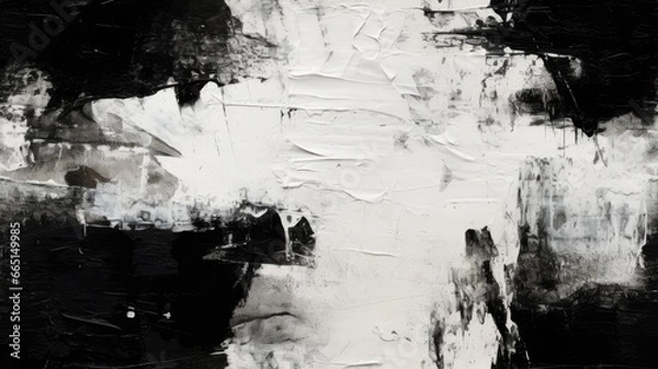 Fototapeta a black white and white painting with bold impasto strokes, capturing the artist's dedication to minimalism and texture. SEAMLESS PATTERN. SEAMLESS WALLPAPER.