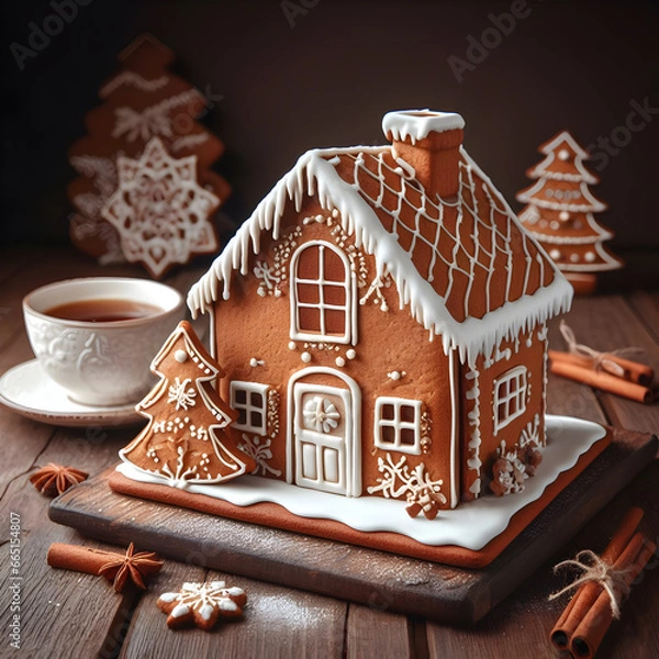 Obraz christmas gingerbread house on table