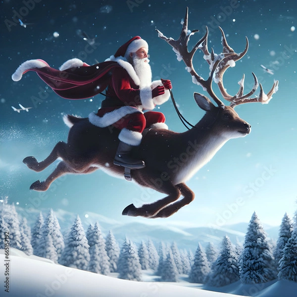 Obraz santa claus with reindeer