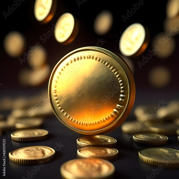 Obraz euro coins on a black background