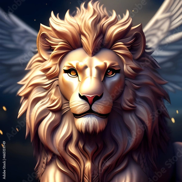 Obraz lion head in the night