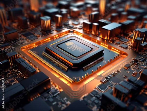 Fototapeta cpu and circuit board background
