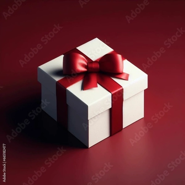 Fototapeta a gift box with a red bow. IA Generativa
