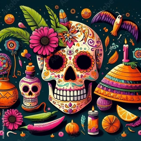 Fototapeta Day of the Dead. Generative AI