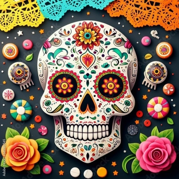 Fototapeta Day of the Dead. Generative AI