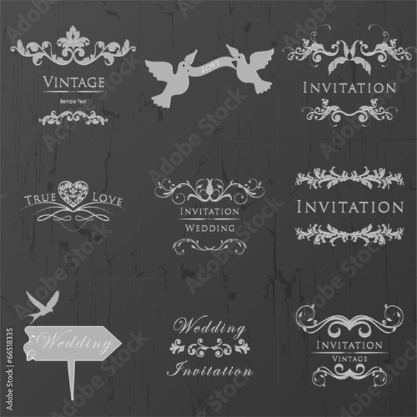 Fototapeta Wedding Vintage Invitation Collection.  Element for design.