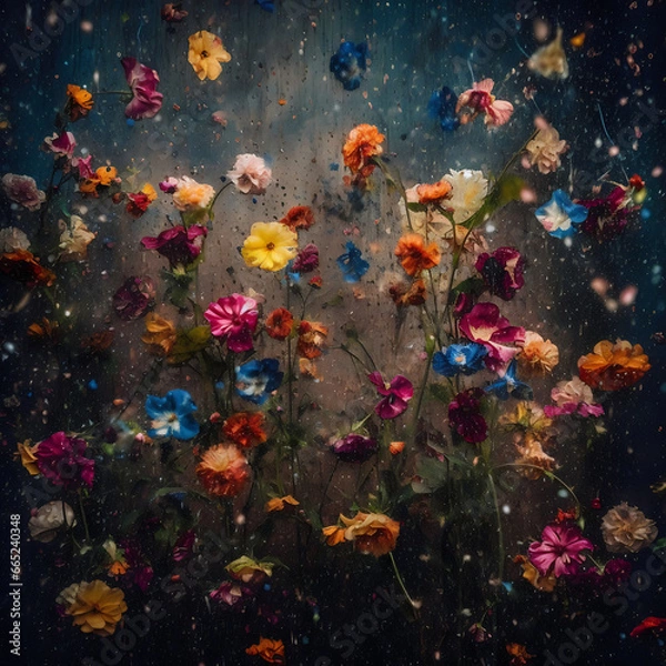 Obraz background with splashes and flowers