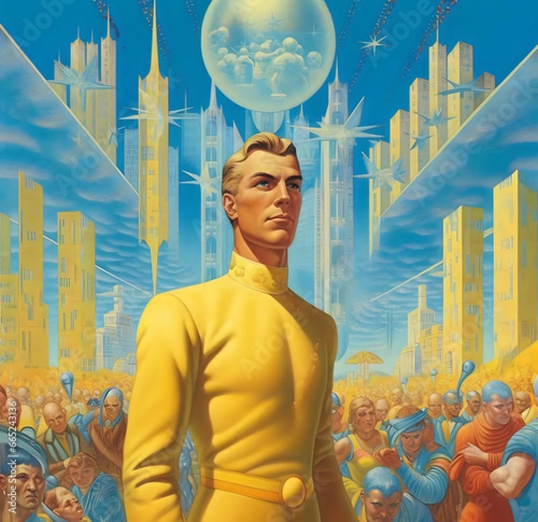 Obraz man in a futuristic city