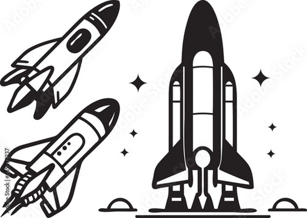 Obraz retro space rocket icon set vector EPS10