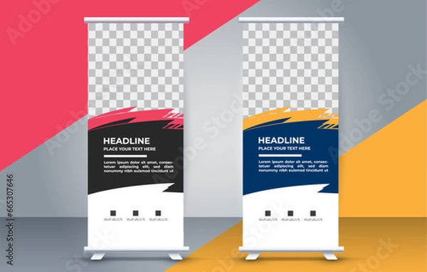 Fototapeta professional business roll up display standee template design
