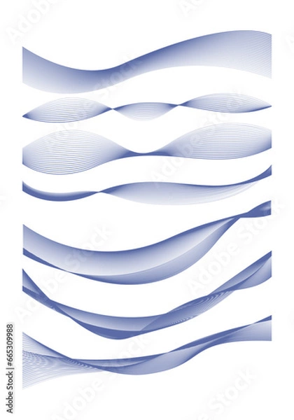 Obraz abstract blue wave line vector illustration collection set. abstract element for decoration