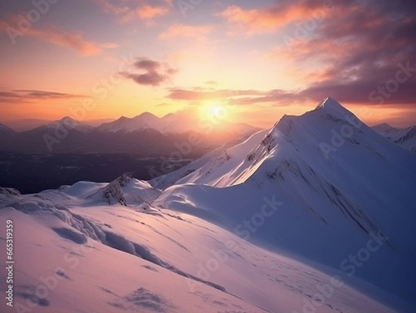 Obraz 산에서 맞이하는 일출