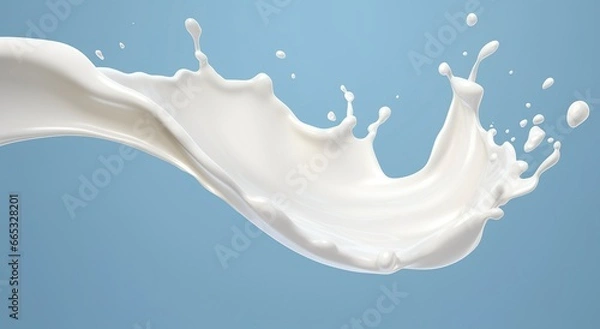 Fototapeta White milk splash isolated on background, liquid or Yogurt splash,  3d illustration.