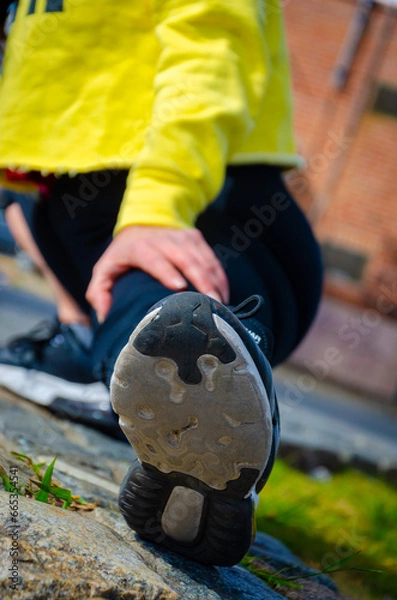 Obraz Woman doing exercise, stretching