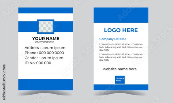 Fototapeta Simple vector office ID card design template. Creative Corporate Business identity card for employees with color variations.