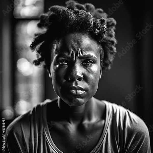 Fototapeta black and white portrait of a depressed person