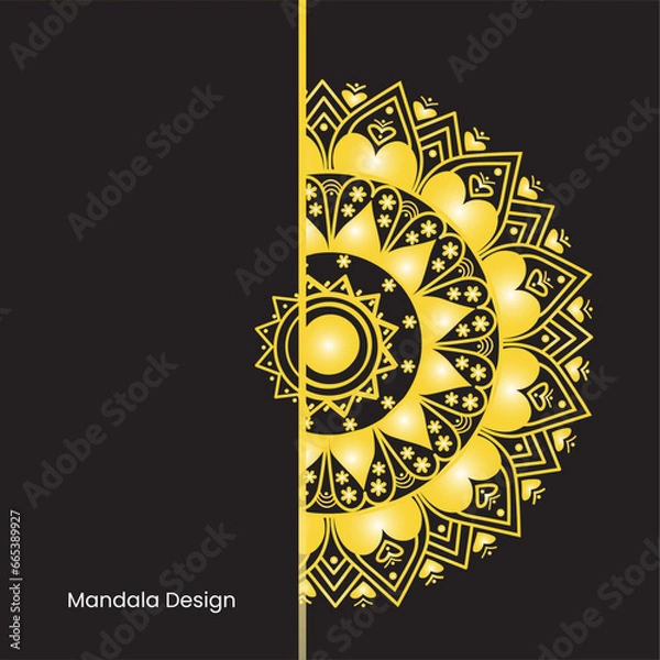 Fototapeta Seamless vector mandala pattern design for background
Logo icon ornamental mandala design in gold color. 