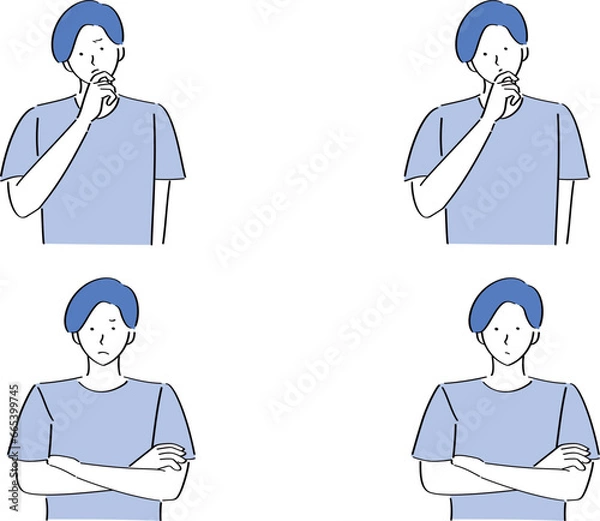 Obraz 首をかしげたり腕組みをしている様々な表情の男性