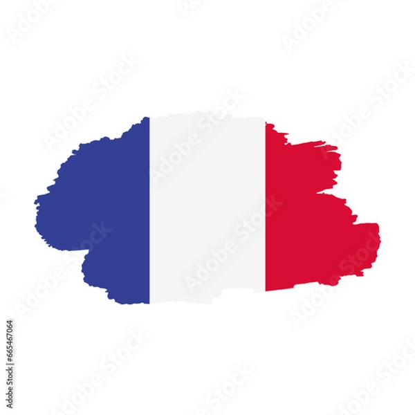 Obraz National flag of France with brush stroke effect on white background