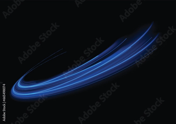 Obraz Modern abstract high-speed light motion effect on black background. vector illustration.