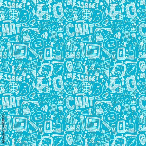 Fototapeta seamless doodle communication pattern