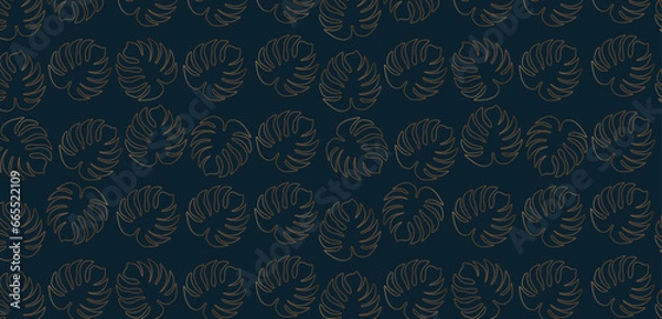 Fototapeta Luxury seamless gold leafy pattern background