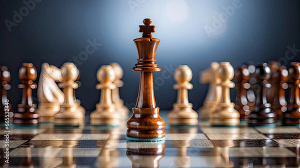 Obraz chess pieces on a chessboard