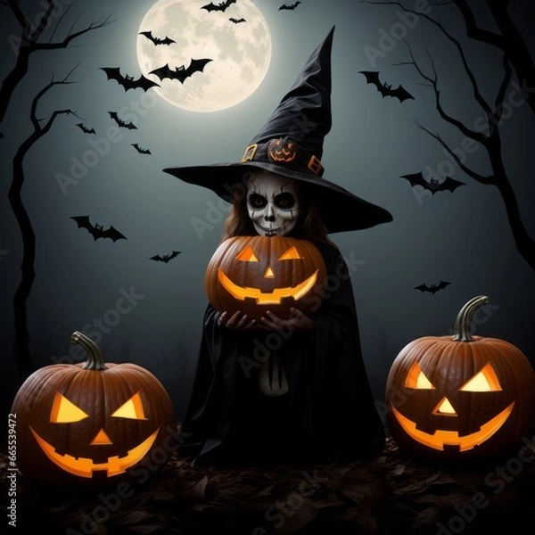 Obraz halloween background with pumpkin