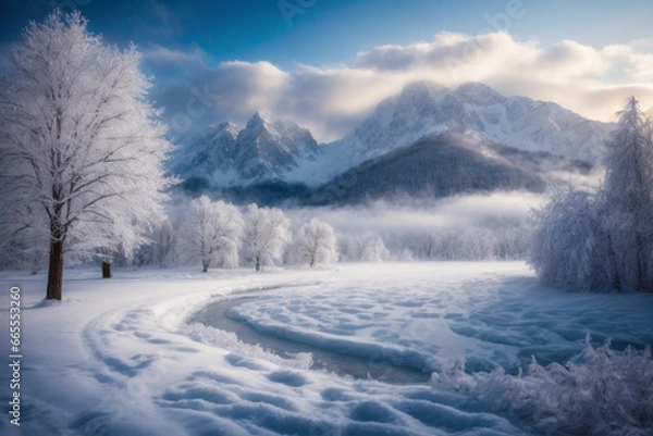 Obraz background of natural conditions during winter