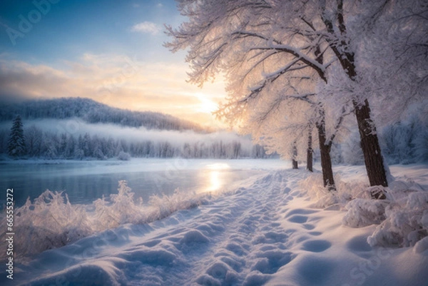 Obraz background of natural conditions during winter