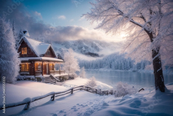 Obraz background of natural conditions during winter