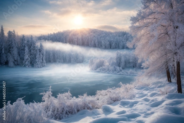 Obraz background of natural conditions during winter