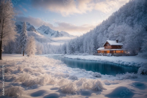 Obraz background of natural conditions during winter