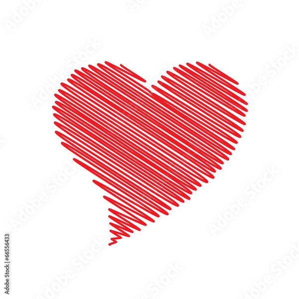 Fototapeta Vector logo scribbled heart, abstract shape